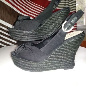 Franco Sarto | Black Poolside Wedges- pin up, retro, rockabilly